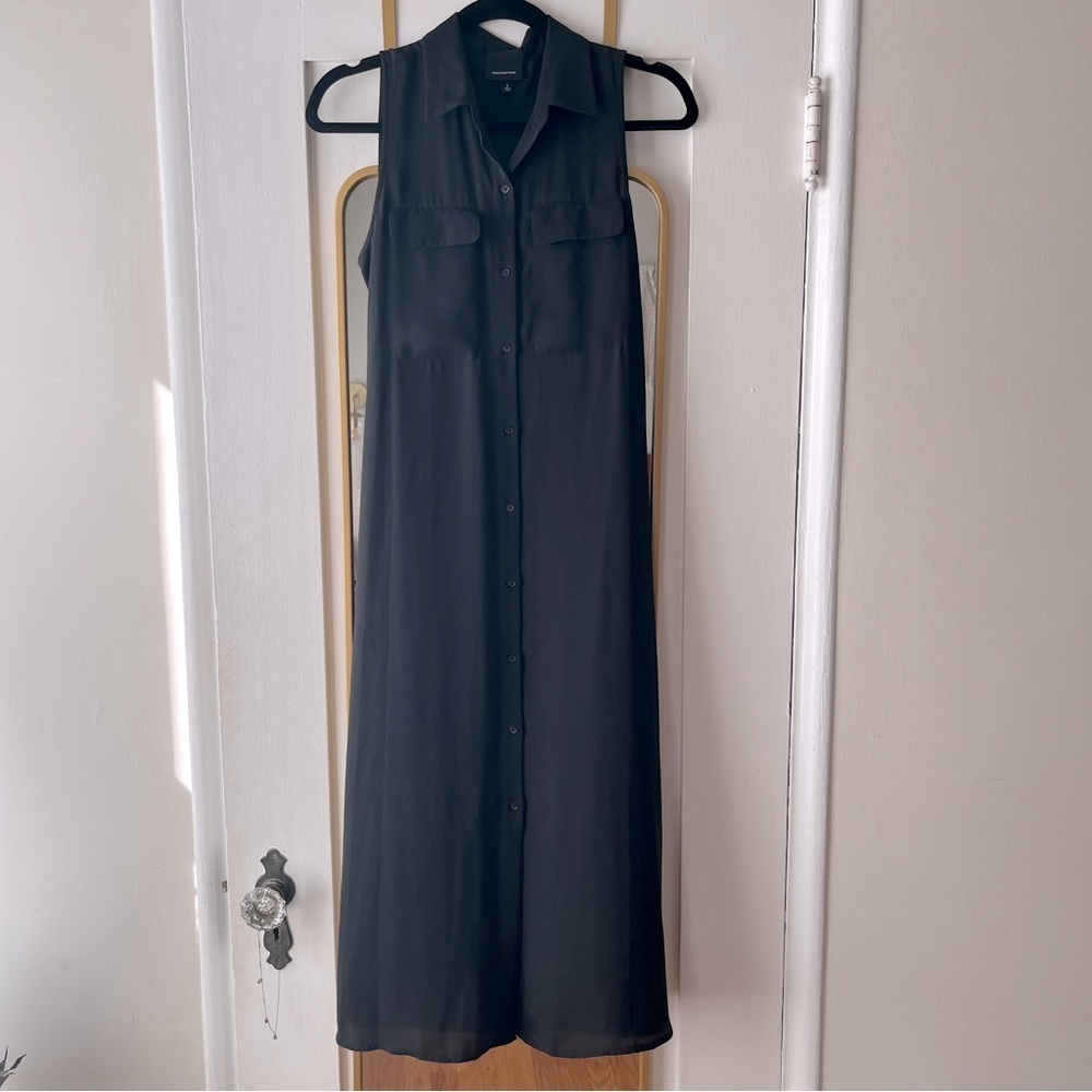 Who What Wear Sleeveless Shirt Dress with Tie Waist